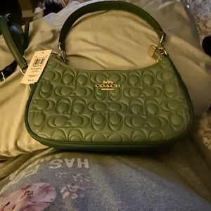 Coach Olive Green Quilted Shoulder Bag